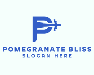 Blue Airplane Letter P logo design