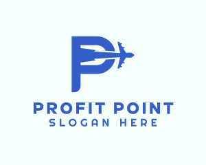 Blue Airplane Letter P logo design