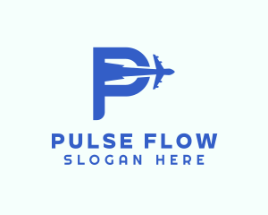 Blue Airplane Letter P logo design