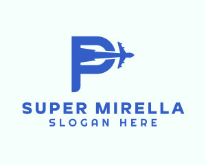 Tour Guide - Blue Airplane Letter P logo design