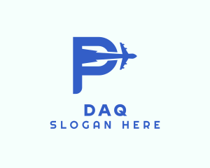 Airport - Blue Airplane Letter P logo design