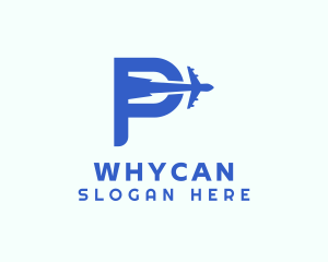 Tour - Blue Airplane Letter P logo design