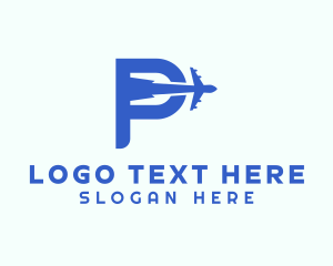 Air Cargo - Blue Airplane Letter P logo design