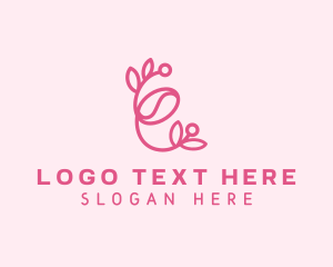 Pink - Floral Coffee Letter E logo design