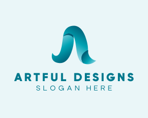 Modern 3D Ribbon Letter A logo design