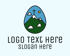 Mountain Peak - Egg Mountain Cross logo design
