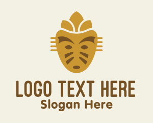 Tribal - Golden Mayan Mask logo design