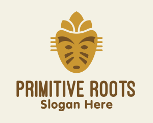 Primitive - Golden Mayan Mask logo design