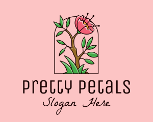 Wild Peony Flower logo design