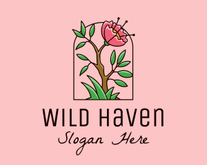 Wild Peony Flower logo design