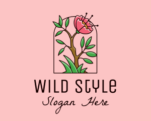 Wild Peony Flower logo design