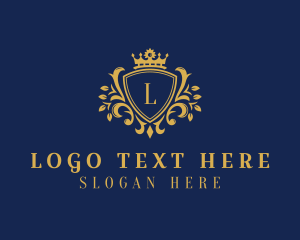 Gold - Shield Crown Wreath logo design