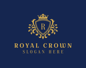 Shield Crown Wreath logo design