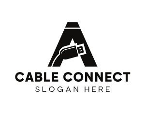 Cable - USB Plug Letter A logo design