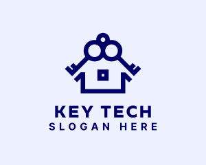 Blue Mortgage Key logo design