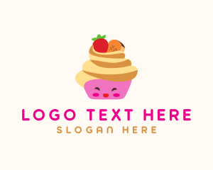 Character - Happy Fruit Cupcake logo design