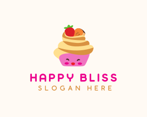 Happy Fruit Cupcake  logo design