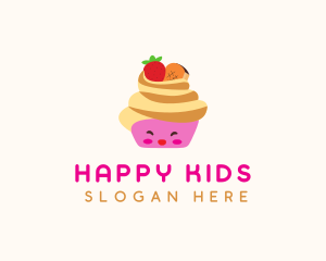 Happy Fruit Cupcake  logo design