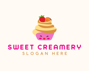 Happy Fruit Cupcake  logo design