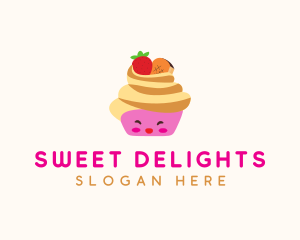 Happy Fruit Cupcake  logo design