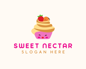 Happy Fruit Cupcake  logo design