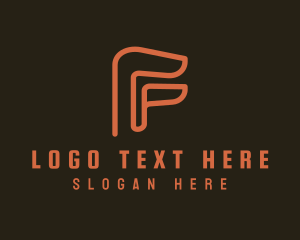 Management - Orange Outline Letter F logo design