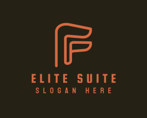 Suite - Orange Outline Letter F logo design