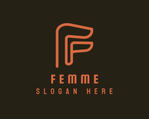 Orange Outline Letter F logo design