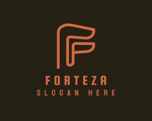 Orange Outline Letter F logo design