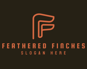 Orange Outline Letter F logo design