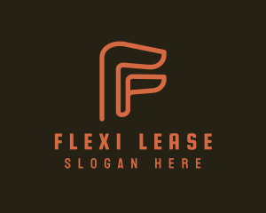 Orange Outline Letter F logo design