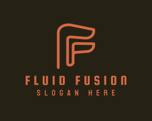 Orange Outline Letter F logo design