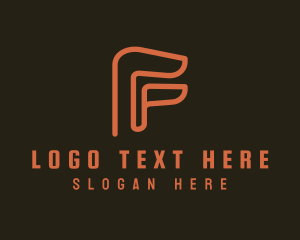 Orange Outline Letter F Logo