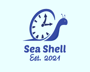 Mollusk - Blue Snail Clock logo design