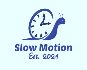 Slug - Blue Snail Clock logo design