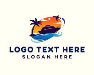 Ship - Sunset Travel Vacation logo design