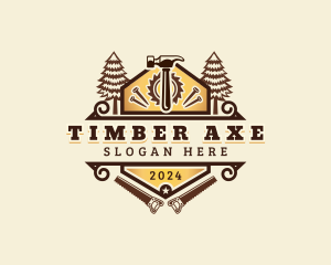 Wood Carpentry Lumberjack logo design