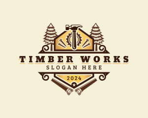 Wood Carpentry Lumberjack logo design