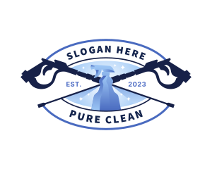 Pressure Washer Spray Cleaning logo design