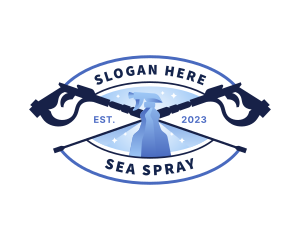 Pressure Washer Spray Cleaning logo design