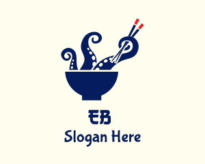 Asian - Octopus Seafood Bowl logo design
