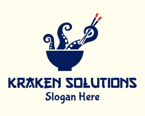 Kraken - Octopus Seafood Bowl logo design