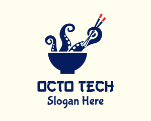 Octopus Seafood Bowl logo design