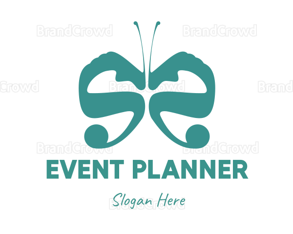 Teal Butterfly Wings Logo