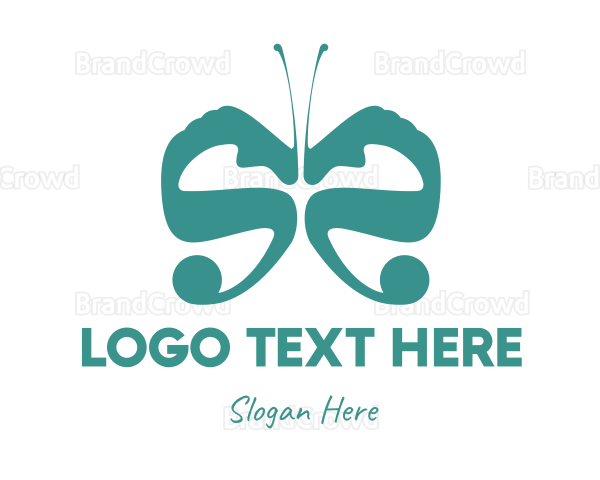 Teal Butterfly Wings Logo