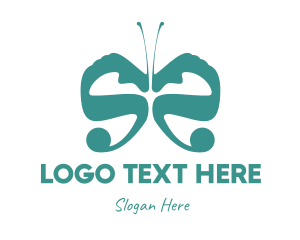 Fly - Teal Butterfly Wings logo design