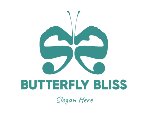 Butterfly - Teal Butterfly Wings logo design