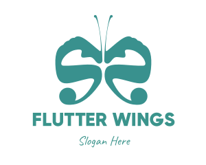 Teal Butterfly Wings logo design