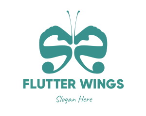 Butterfly - Teal Butterfly Wings logo design