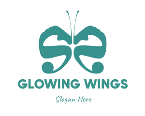 Teal Butterfly Wings logo design